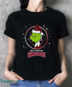 Christmas Grinch Santa I Hate People But I Love My South Carolina Gamecocks Shirt - Ladies T-Shirt