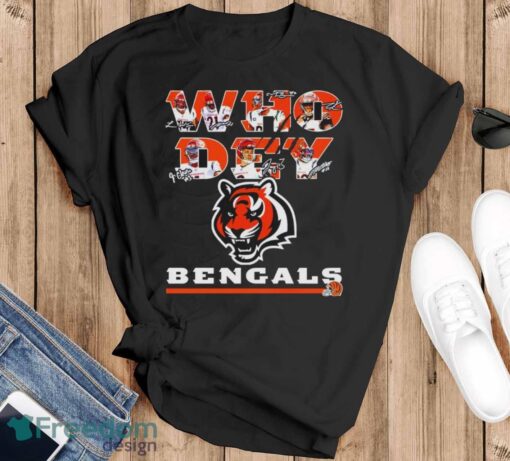 Cincinnati Bengals Football Who Dey signatures shirt - Black T-Shirt