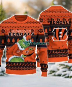 Cincinnati Bengals Grinch Ugly Christmas Sweater With Team Logo 3D Printed Christmas Sweater Gift