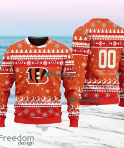 Cincinnati Bengals Merry Christmas Ugly Sweater New Designs Gift For Fans Custom Name And Number