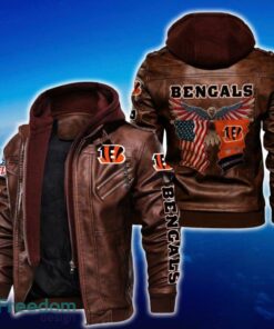 Cincinnati Bengals NFL Eagle 2D Leather Jacket Black And Brown Color - Cincinnati Bengals NFL Eagle Leather Jacket_2