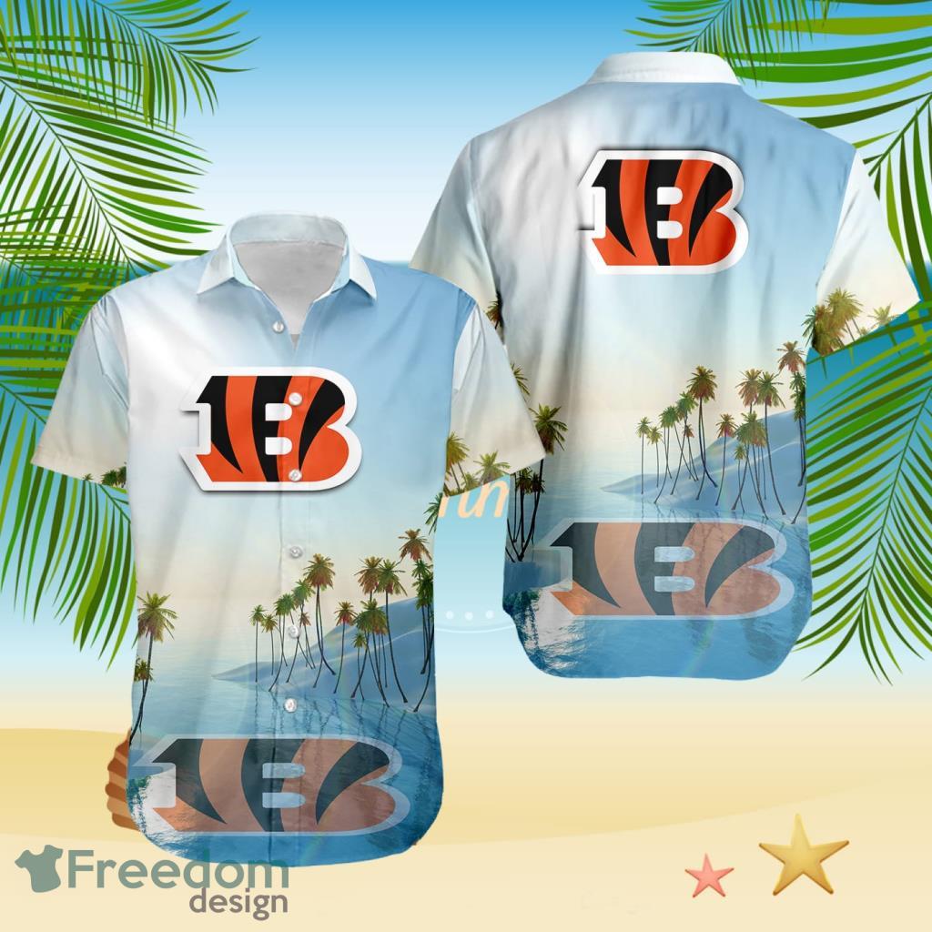 Cincinnati Bengals Tropical Beach Blue Hawaiian Shirt image Cincinnati Bengals Tropical Beach Blue Hawaiian Shirt Product Photo 1
