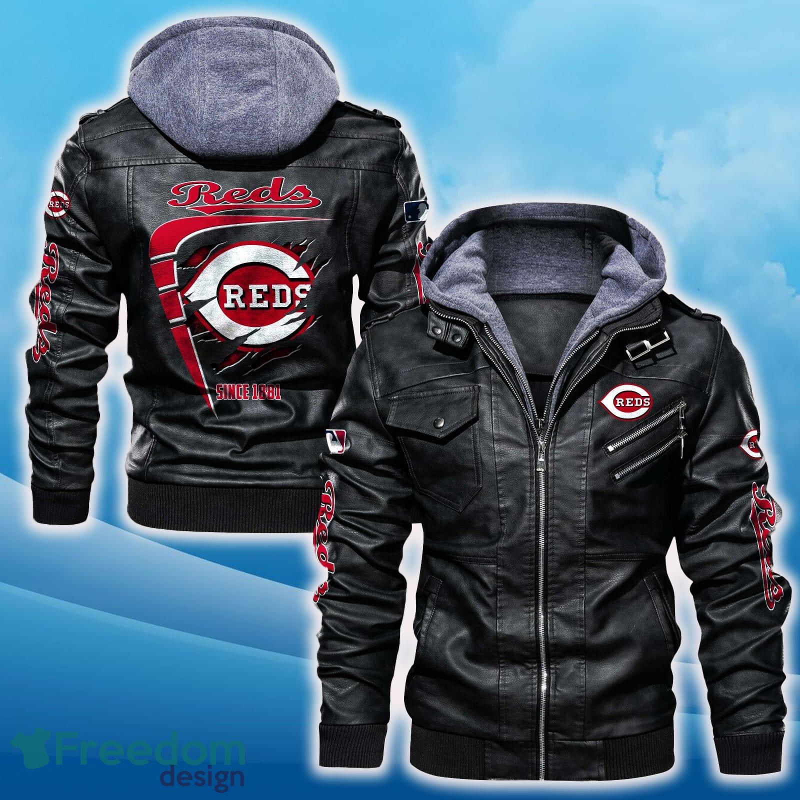 Cincinnati Reds Leather Jacket Black And Brown Color For Men And Women Gift Fans All OVer Print Gift Fans image Cincinnati Reds Leather Jacket Black And Brown Color For Men And Women Gift Fans All OVer Print Gift Fans - Cincinnati Reds Leather Jacket_1
