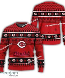 Cincinnati Reds Logo Pattern Ugly Christmas Sweater AOP Gift Holidays