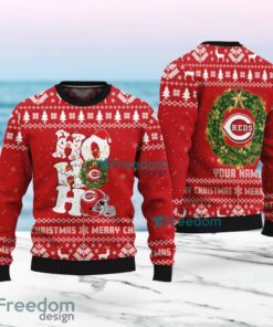 Cincinnati Reds MLB Custom Name Christmas Wreath Ugly Sweater Christmas For Fans