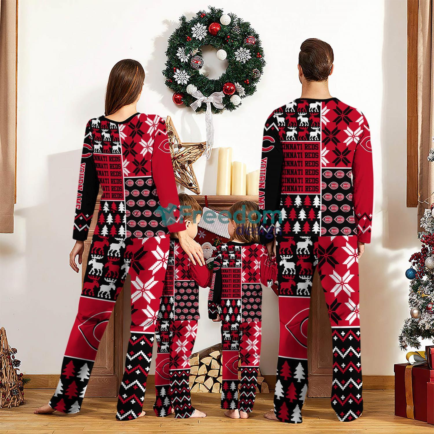 Cincinnati Reds Pajamas Set Custom Name Gift For Christmas Family Pajamas Set image Cincinnati Reds Pajamas Set Custom Name Gift For Christmas Family Pajamas Set Product Photo 2