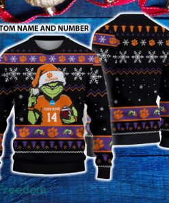 Clemson Tigers 3D Ugly Christmas Sweater Grinch Funny Custom Number And Name