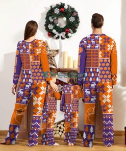 Clemson Tigers Pajamas Set Custom Name Gift For Christmas Family Pajamas Set Product Photo 2