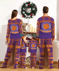 Clemson Tigers Pajamas Set Gift For Family Custom Name Football Team Christmas Holiday Gift Product Photo 2