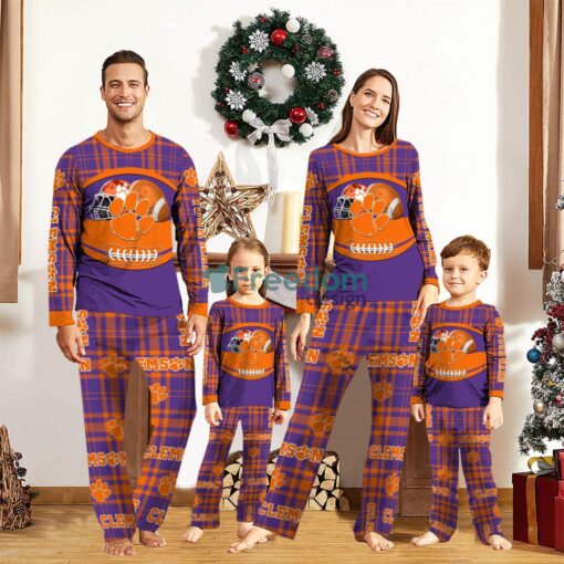 Clemson Tigers Pajamas Set Gift For Family Custom Name Football Team Christmas Holiday Gift Product Photo 1