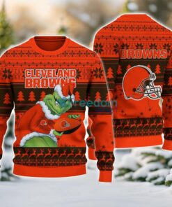 Cleveland Browns Grinch Ugly Christmas Sweater With Team Logo 3D Printed Christmas Sweater Gift