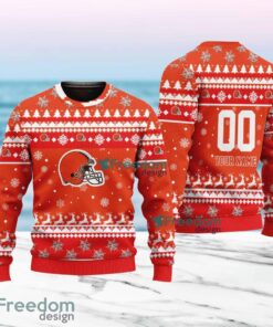Cleveland Browns Merry Christmas Ugly Sweater New Designs Gift For Fans Custom Name And Number