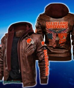 Cleveland Browns NFL Eagle 2D Leather Jacket Black And Brown Color - Cleveland Browns NFL Eagle Leather Jacket_2