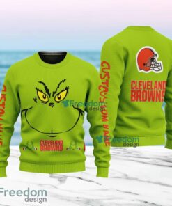 Cleveland Browns NFL Ginch Face Funny Custom Name Ugly Sweater Merry Chistmas Gift For Fans