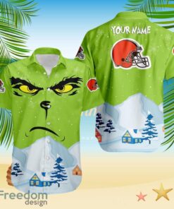 Cleveland Browns NFL  Grinch Merry Merry Christmas House House Tropical Hawaiian Shirt Custom Name