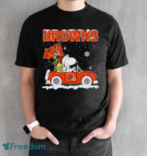 Cleveland Browns Snoopy And Woodstock Driving Car Cute Snoopy Limited Edition Shirt - Black Unisex T-Shirt