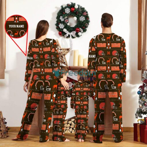 Cleveland Browns Sport Team Logo Pajamas Set Family Christmas Gift Custom Name Special Gift Product Photo 2