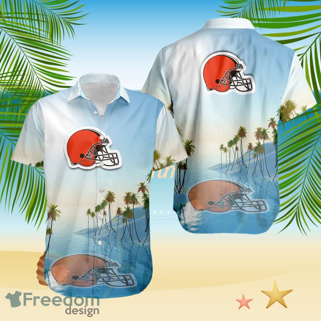 Cleveland Browns Tropical Beach Blue Hawaiian Shirt image Cleveland Browns Tropical Beach Blue Hawaiian Shirt Product Photo 1