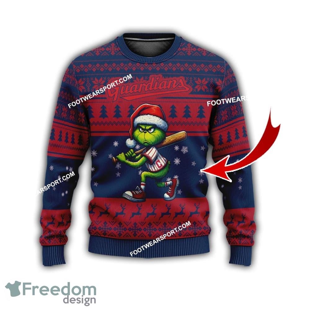 Cleveland Guardians Grinch Style Knitted Xmas Sweater Gift For Adult image Cleveland Guardians Grinch Style Knitted Xmas Sweater Gift For Adult - Cleveland GuardiansMulti Grinch Ugly Christmas Sweater Gift Adult Photo 1