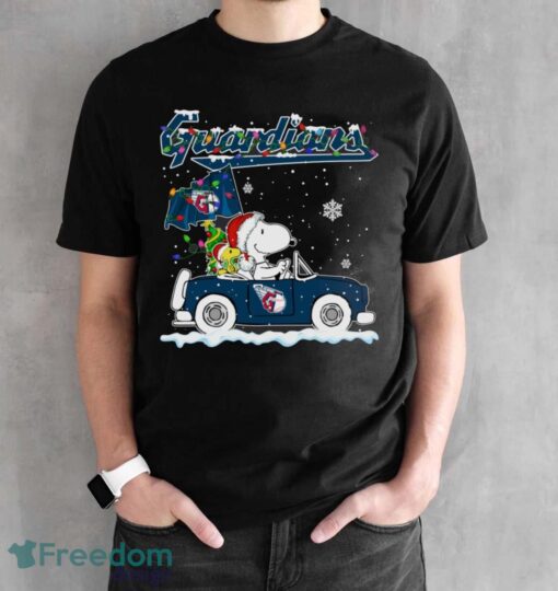 Cleveland Guardians Snoopy And Woodstock Driving Car Cute Snoopy Limited Edition Shirt - Black Unisex T-Shirt