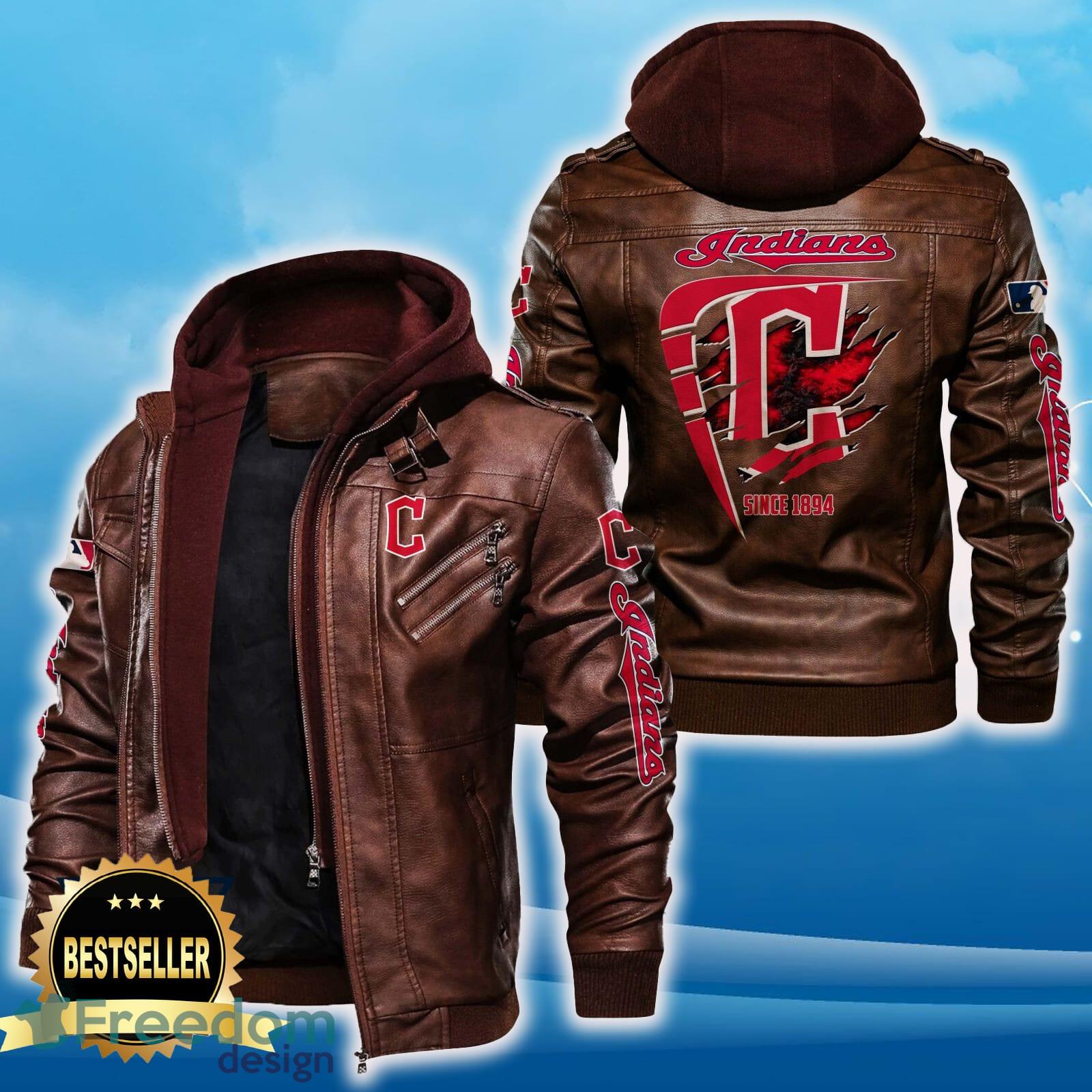 Cleveland Indians Leather Jacket Black And Brown Color For Men And Women Gift Fans All OVer Print Gift Fans image Cleveland Indians Leather Jacket Black And Brown Color For Men And Women Gift Fans All OVer Print Gift Fans - Cleveland Indians Leather Jacket_2
