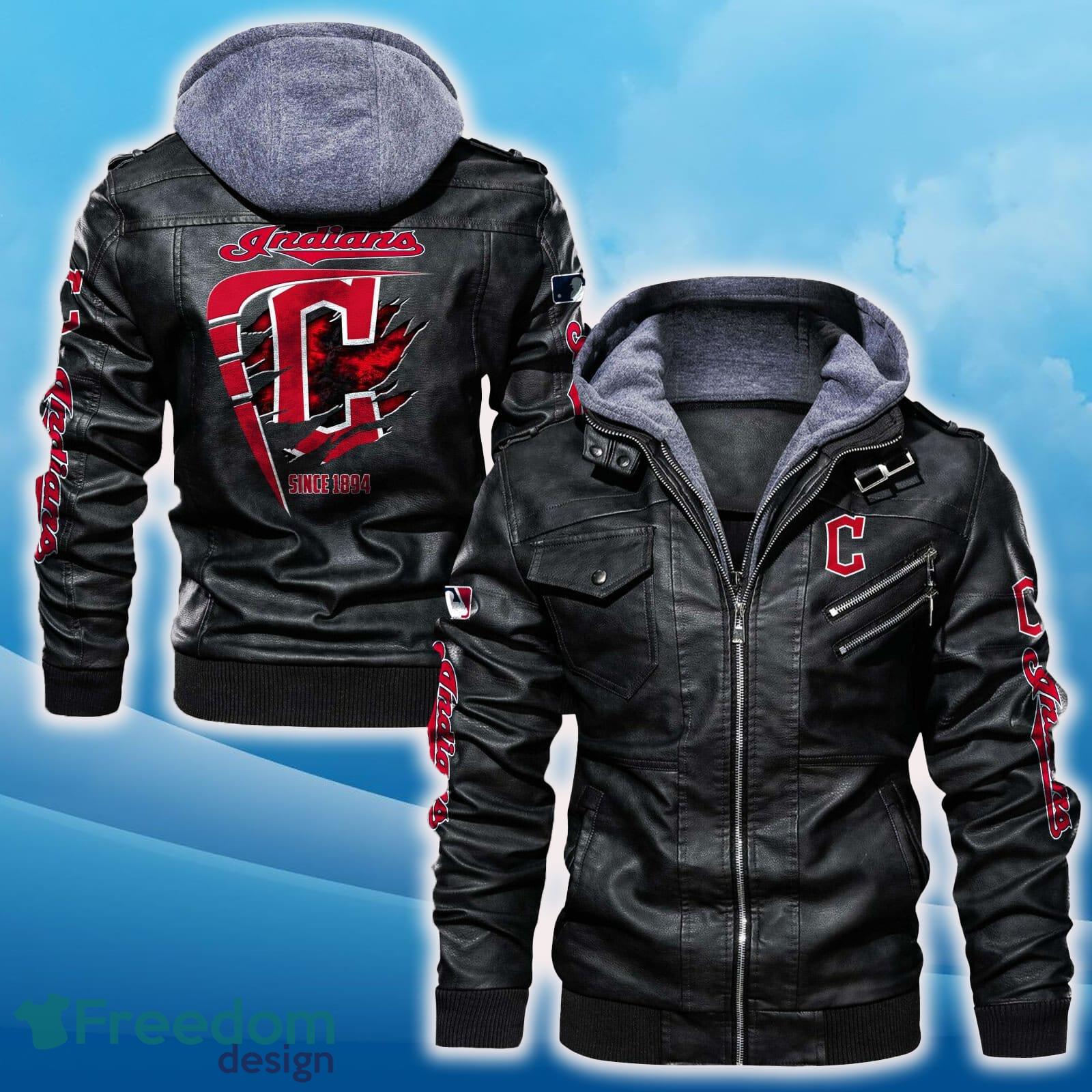 Cleveland Indians Leather Jacket Black And Brown Color For Men And Women Gift Fans All OVer Print Gift Fans image Cleveland Indians Leather Jacket Black And Brown Color For Men And Women Gift Fans All OVer Print Gift Fans - Cleveland Indians Leather Jacket_1