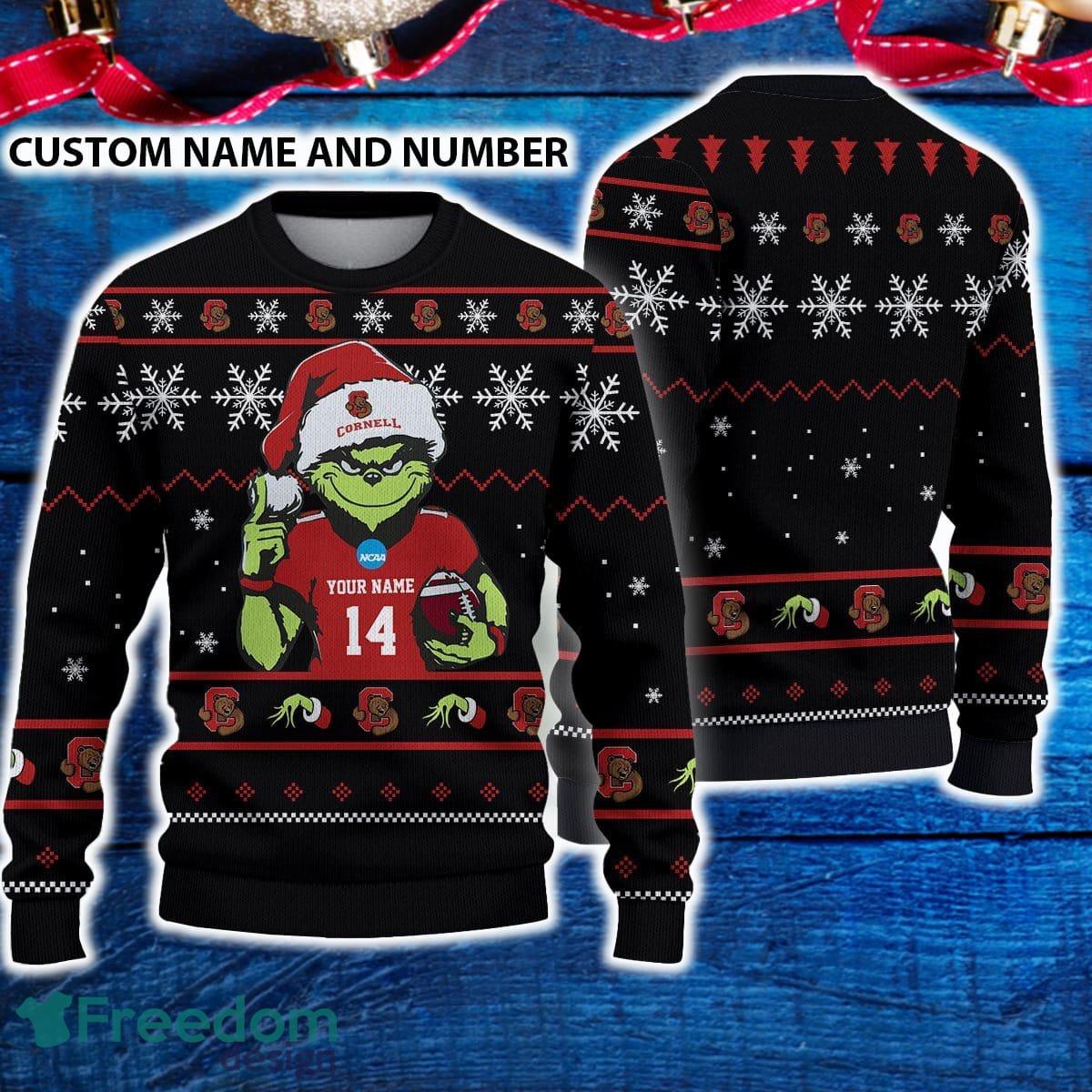 Cornell Big Red 3D Ugly Christmas Sweater Grinch Funny Custom Number And Name image Cornell Big Red 3D Ugly Christmas Sweater Grinch Funny Custom Number And Name - Cornell Big Red 3D Ugly Christmas Sweater Grinch Funny Custom Number And Name