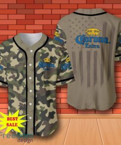 Corona Extra Beer Camouflage Green United States Flag Baseball Jersey for All Genders