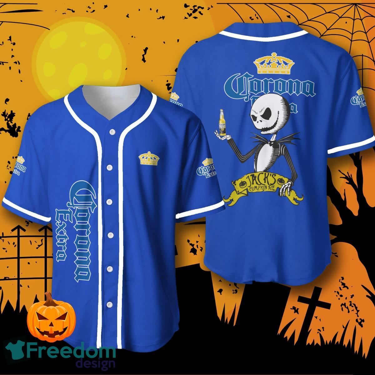 Corona Extra Beer Halloween Jack Skellington Nightmare Baseball Jersey For Men And Women image Corona Extra Beer Halloween Jack Skellington Nightmare Baseball Jersey For Men And Women Product Photo 1