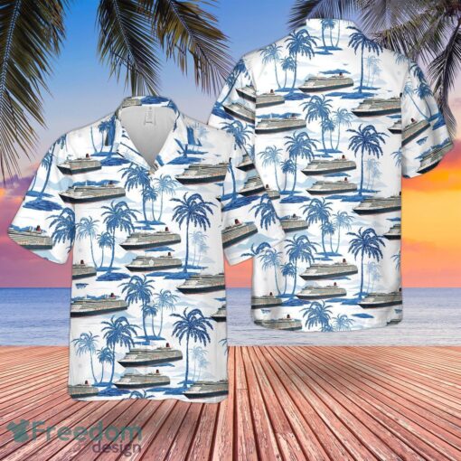 Cunard Line MS Queen Victoria (QV) Hawaiian Shirt Beach Shirt Product Photo 1