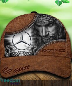 Custom Name AMG Car All Over Print Jesus Brown 3D Cap And Hat For Fans Gift