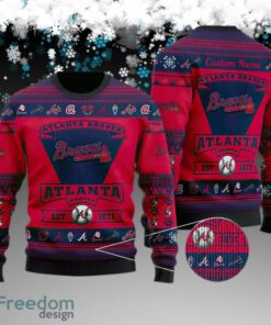 Custom Name Atlanta Braves Football Team Ugly Xmas 3D Sweater Gift Holidays