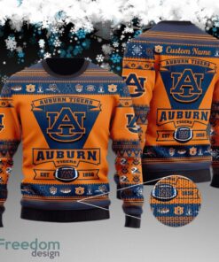 Custom Name Auburn Tigers Football Team Ugly Sweater AOP Gift For Christmas