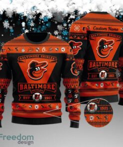 Custom Name Baltimore Orioles Football Team Knitted Christmas Sweater Gift For Men And Women