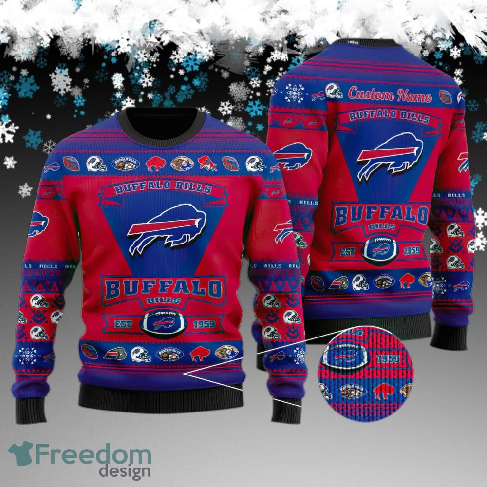 Custom Name Buffalo Bills Football Team Ugly Christmas Sweater Gift For Adult image Custom Name Buffalo Bills Football Team Ugly Christmas Sweater Gift For Adult - Buffalo Bills Football Team Ugly Christmas Sweater Gift For Adult