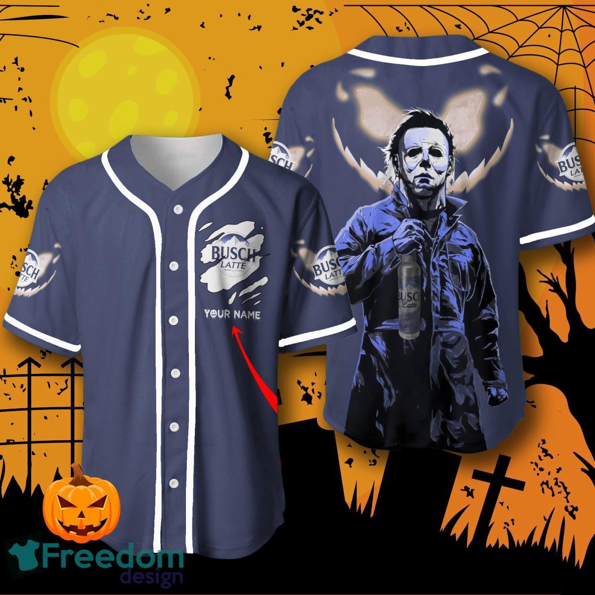 Custom Name Busch Latte Halloween Baseball Jersey For Men And Women image Custom Name Busch Latte Halloween Baseball Jersey For Men And Women Product Photo 1