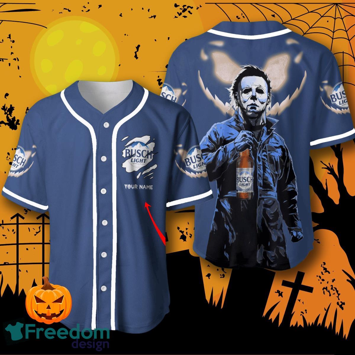 Custom Name Busch Light Halloween Baseball Jersey For Men And Women image Custom Name Busch Light Halloween Baseball Jersey For Men And Women Product Photo 1