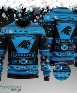 Custom Name Carolina Panthers Football Team Ugly Christmas 3D Sweater Gift For Men And Women