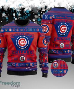 Custom Name Chicago Cubs Football Team Ugly Xmas Sweater Gift Holidays