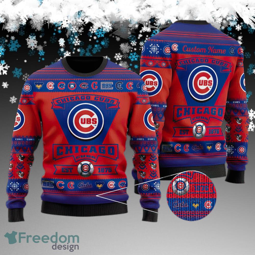 Custom Name Chicago Cubs Football Team Ugly Xmas Sweater Gift Holidays image Custom Name Chicago Cubs Football Team Ugly Xmas Sweater Gift Holidays - Chicago Cubs Football Team Ugly Xmas Sweater Gift Holidays