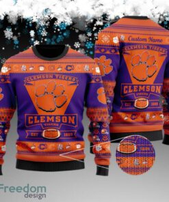 Custom Name Clemson Tigers Football Team Knitted Sweater Gift For Christmas