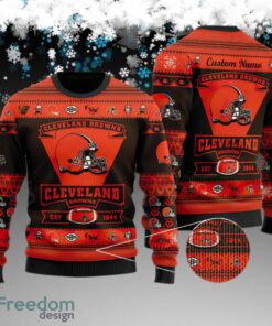 Custom Name Cleveland Browns Football Team Ugly Christmas Sweater Gift For Men And Women
