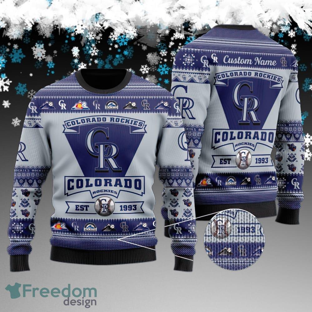 Custom Name Colorado Rockies Football Team Ugly Sweater AOP Gift For Christmas image Custom Name Colorado Rockies Football Team Ugly Sweater AOP Gift For Christmas - Colorado Rockies Football Team Ugly Sweater AOP Gift For Christmas