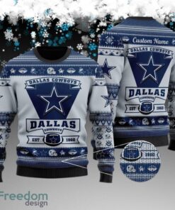 Custom Name Dallas Cowboys Football Team Ugly Christmas Sweater Gift For Men And Women