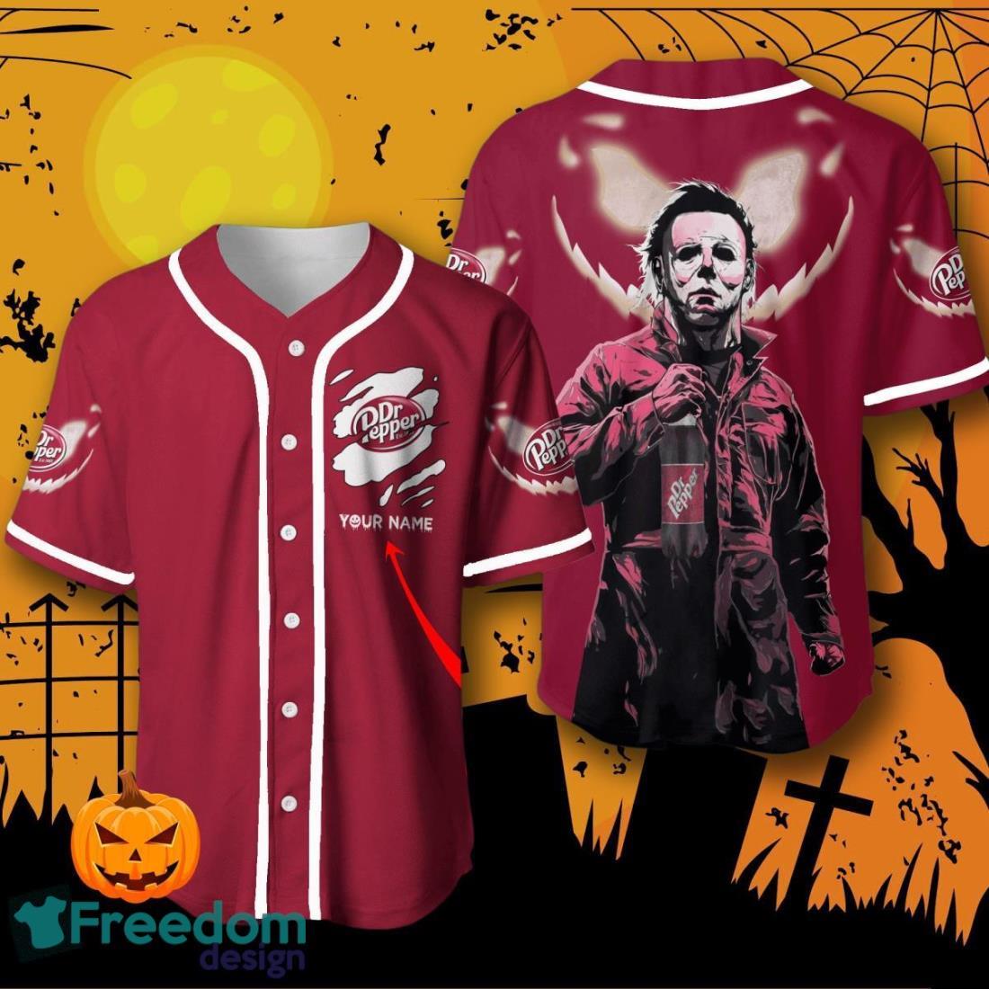 Custom Name Dr Pepper Halloween Baseball Jersey For Men And Women image Custom Name Dr Pepper Halloween Baseball Jersey For Men And Women Product Photo 1