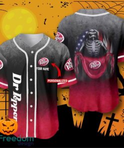 Custom Name Dr Pepper Skull USA Flag Baseball Jersey For Men And Women
