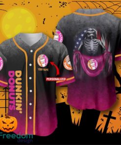 Custom Name Dunkin Donuts Skull USA Flag Baseball Jersey For Men And Women