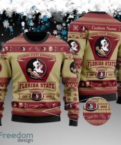 Custom Name Florida State Seminoles Football Team Knitted Sweater Gift For Christmas