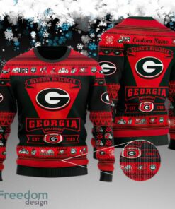 Custom Name Georgia Bulldogs Football Team Ugly Christmas 3D Sweater Gift For Men And Women