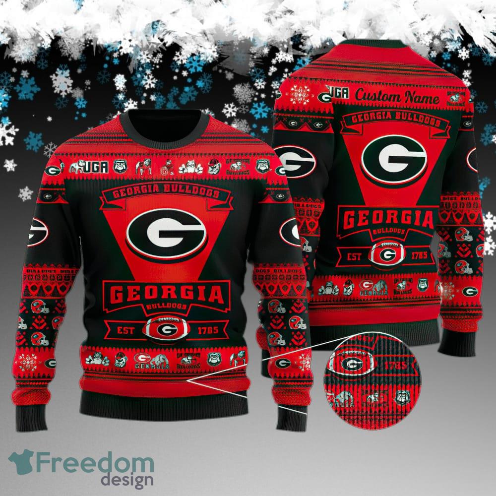 Custom Name Georgia Bulldogs Football Team Ugly Christmas 3D Sweater Gift For Men And Women image Custom Name Georgia Bulldogs Football Team Ugly Christmas 3D Sweater Gift For Men And Women - Georgia Bulldogs Football Team Ugly Christmas 3D Sweater Gift For Men And Women